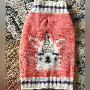 Unicorn Dog Sweater - Pink and White